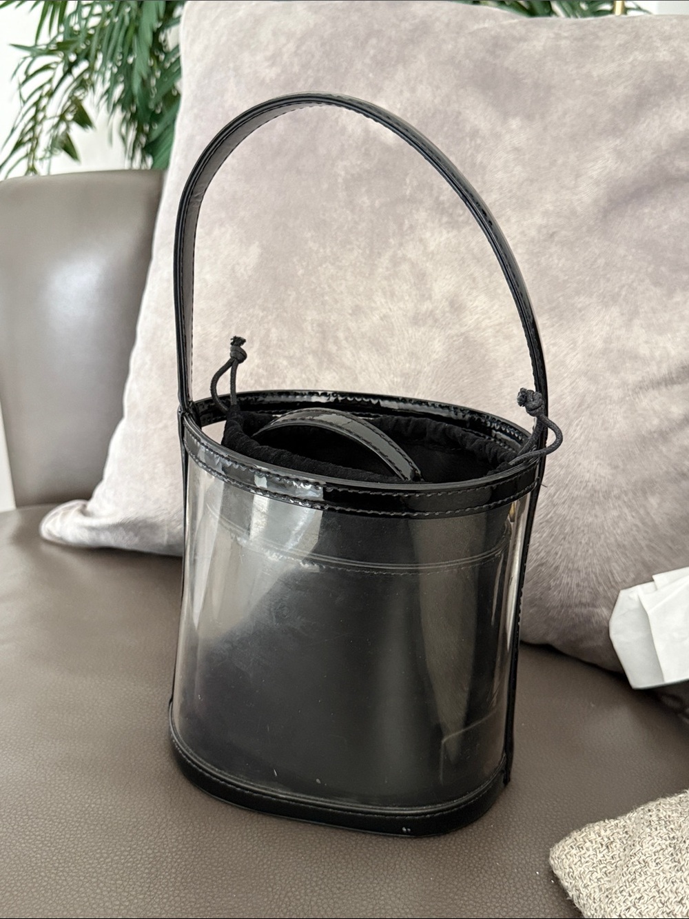 STAUD Black Clear Bucket Bag